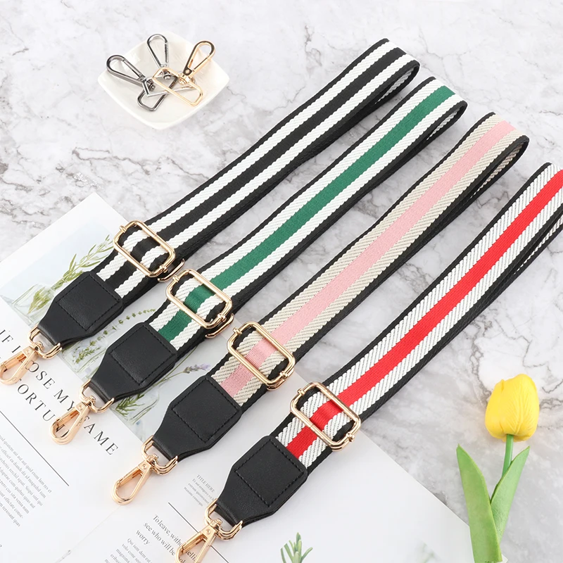 Bag Belt Wide Accessories Shoulder Messenger Bag Strap Ladies Stripe Backpack Strap Pure Black Nylon Replacement Shoulder Strap