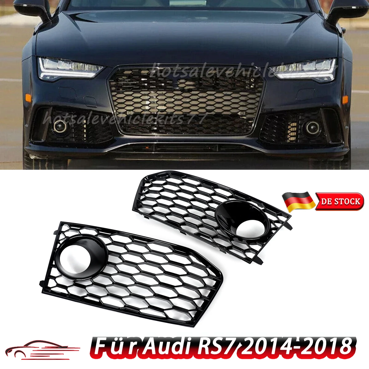 

Front Bumper Fog Light Grille For Audi RS7 Base Hatchback 4-Door 2014 2015 2016 2017 2018 Lamp Cover Frame Fog Lamp Grill