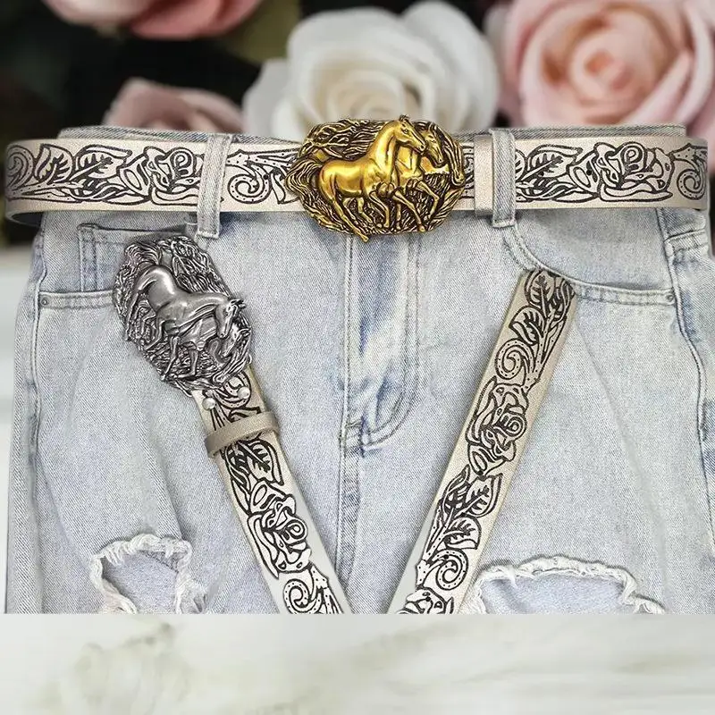 مزدوج الحصان الرجعية حزام معدني مشبك قبعات رعاة البقر الغربية حبل مشبك ملحق للجنسين مشبك ناعم