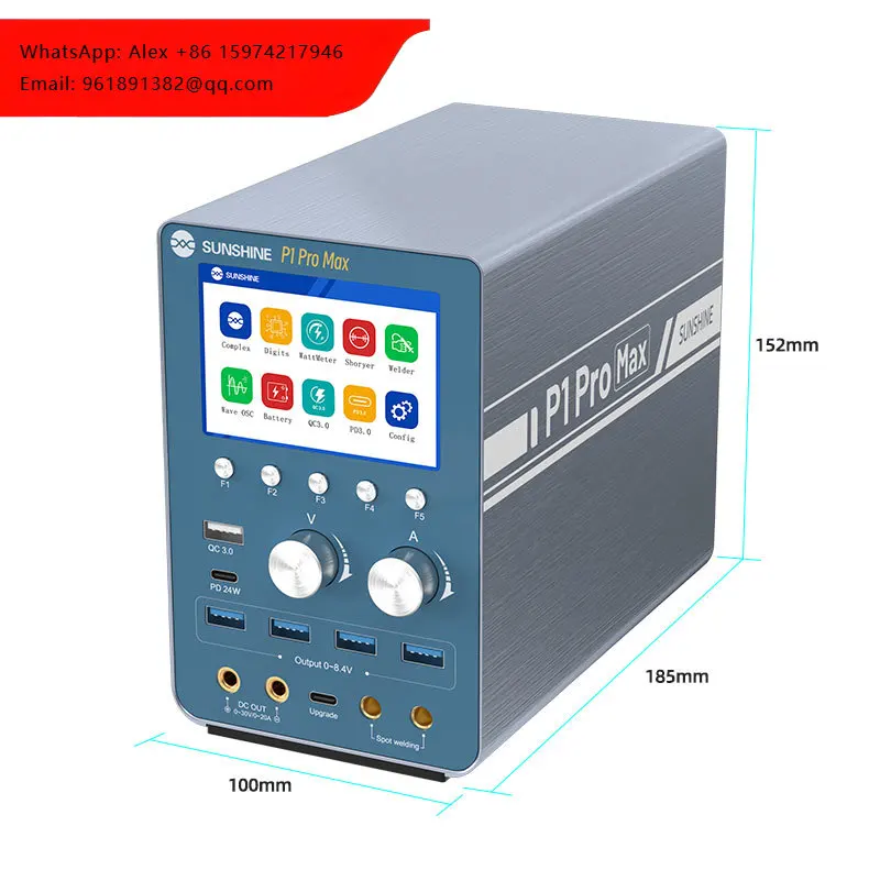 

Интеллектуальный источник питания SUNSHINE P1 Pro MAX - отображение формы волны, точечная сварка батарей, быстрая зарядка 18W QC PD