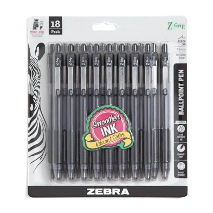 

Z-Grip Retractable Ballpoint Pen, Smooth-own n, 1.0mm Medium Point, School and Office Supplies, Ideal for Note-Taking, Journal