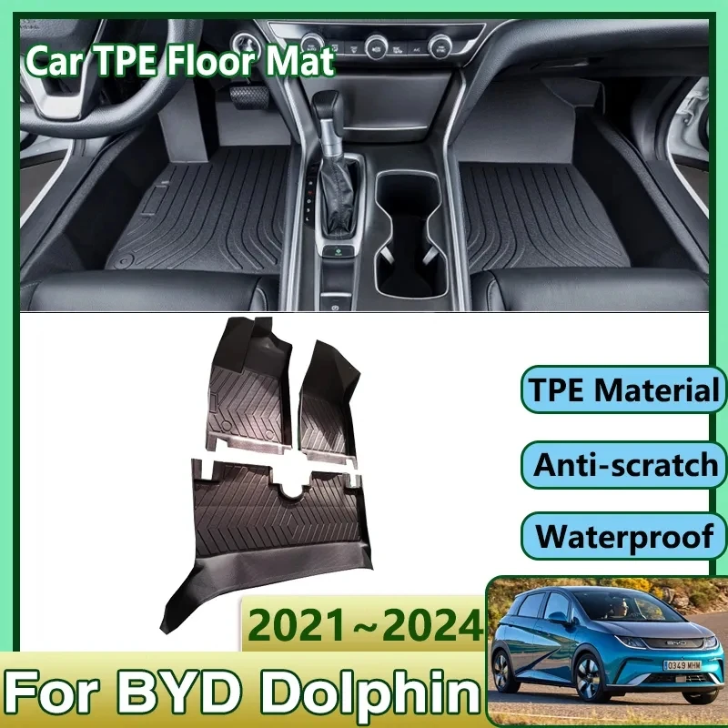 

TPE Car Floor Mat For BYD Dolphin Accessories 2021 2022 2023 2024 Waterproof Leather Mud Carpet Foot Pad Full Rug Driver Tappeto