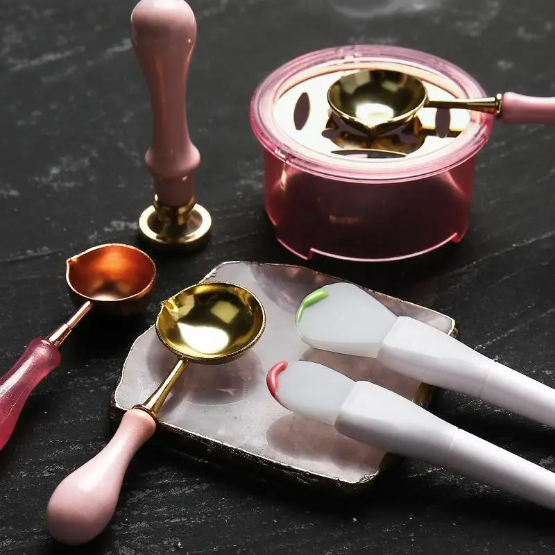 ختم الشمع سيليكون الشمع ورنيش راتنجات الايبوكسي خلط تنظيف ملعقة مسحوق تراجع ختم الشمع صنع أدوات واضح Stamps