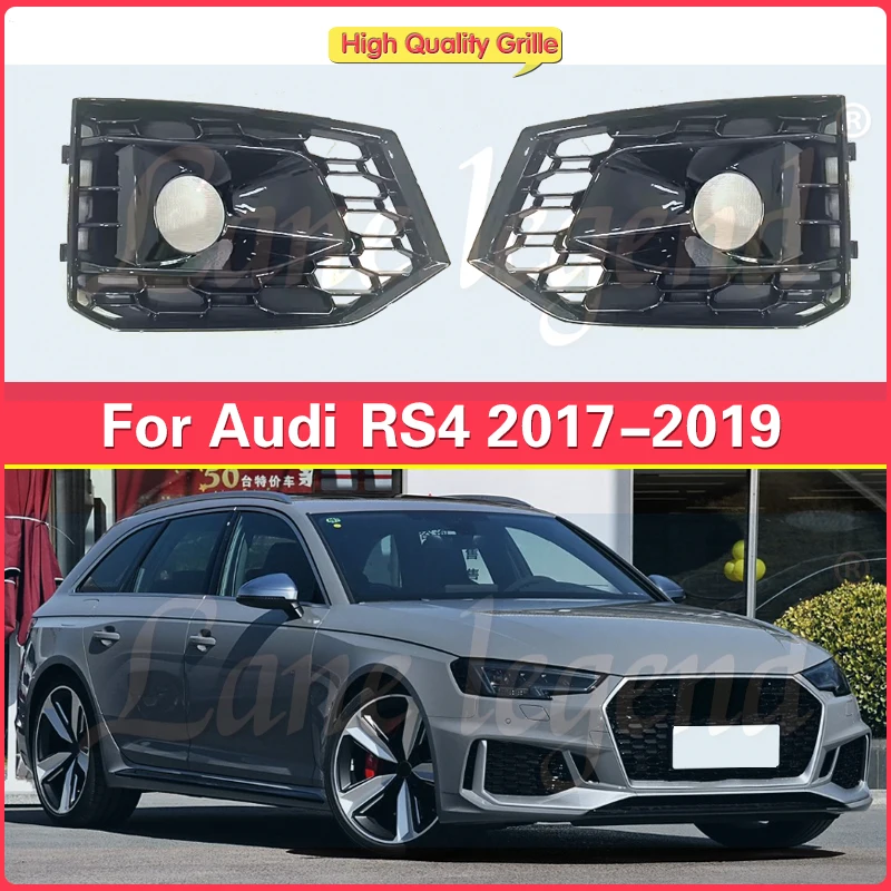 Front Fog Lamp Bumper Frame Decoration Cover Trim For Audi A4 A4L RS4 2017-2019 Car Styling Black Exterior Accessories