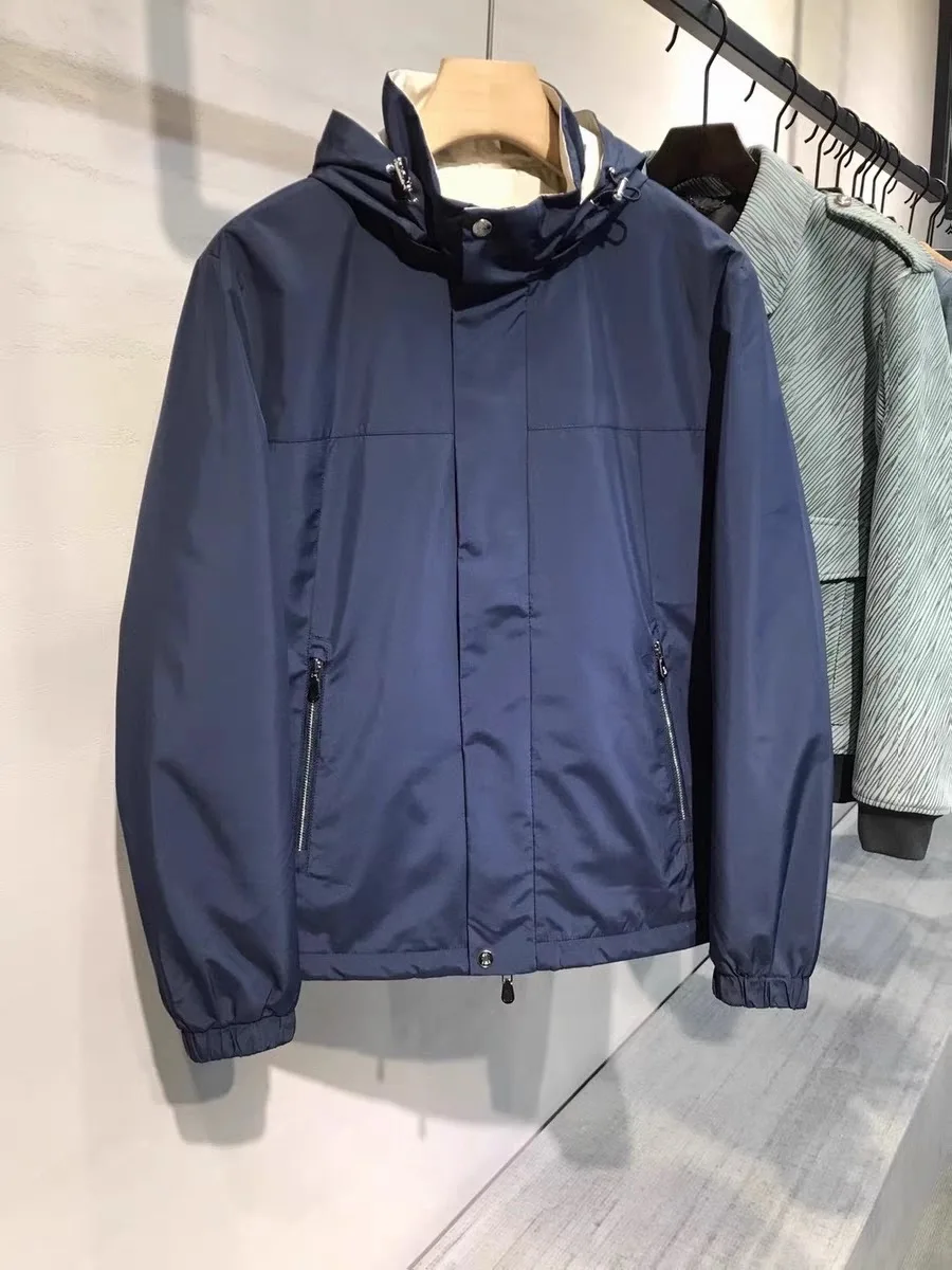 

Итальянская роскошная мужская куртка на осень-зиму со съемным капюшоном, тонкое хлопковое ветрозащитное теплое повседневное пальто на молнии C...