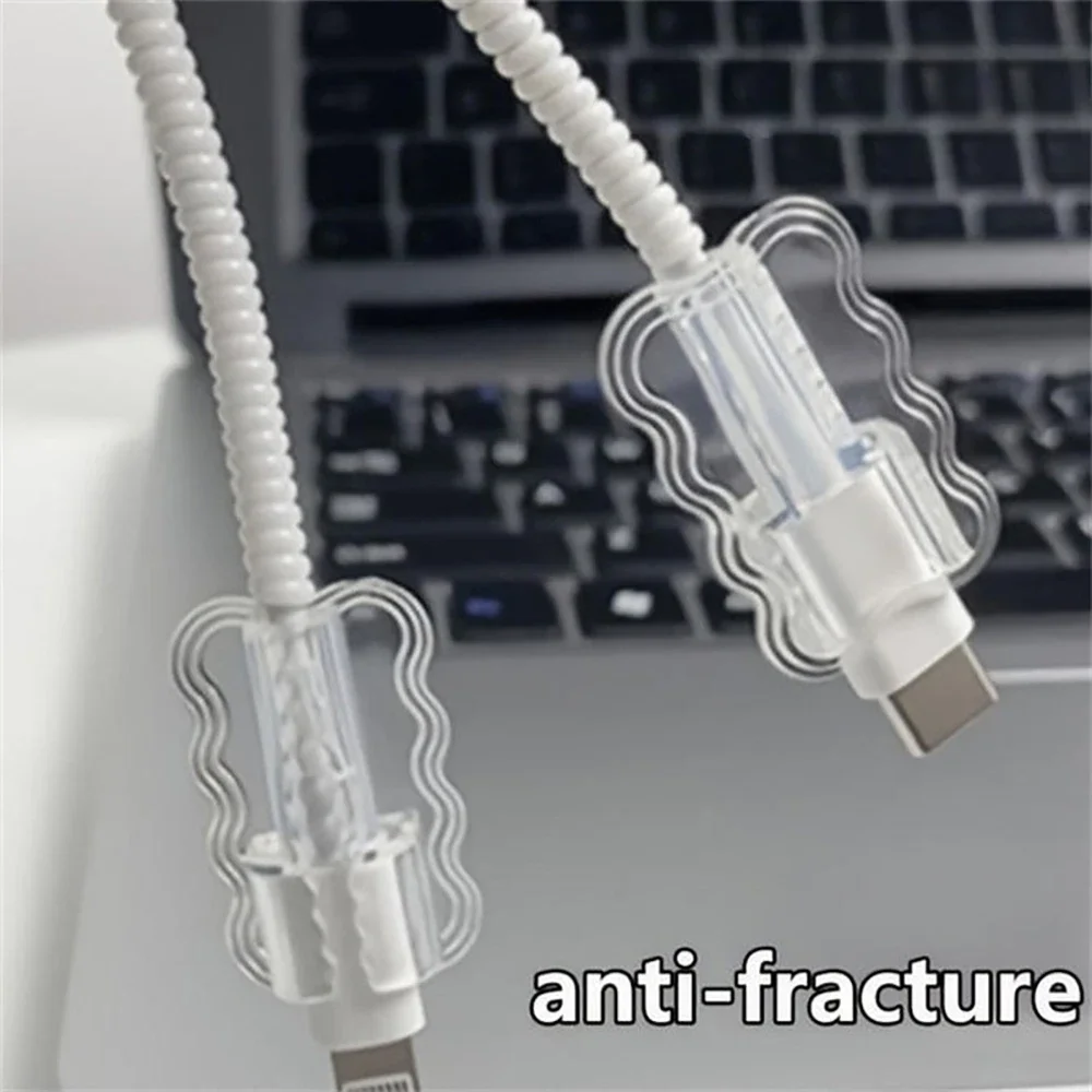 1/5/10Pcs Transparent Wavy Cable Saver Anti-breakage Cable Protective Sleeves Flexible Cable Management For School Office Home
