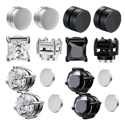 1/3Pairs Magnetic Stud Earrings Men and Women Black CZ Magnet Non-piercing Clip Earring Round Magnet Earring Without Piercing