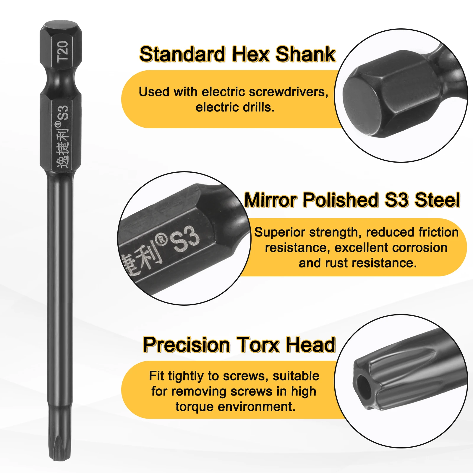 3 قطعة T6 T7 T8 T9 T10 T15 T20 T25 T27 T30 T40 مفك توركس بت 1/4 "عرافة عرقوب 75 مللي متر/100 مللي متر المغناطيسي العبث برهان ستار عرافة بت #4
