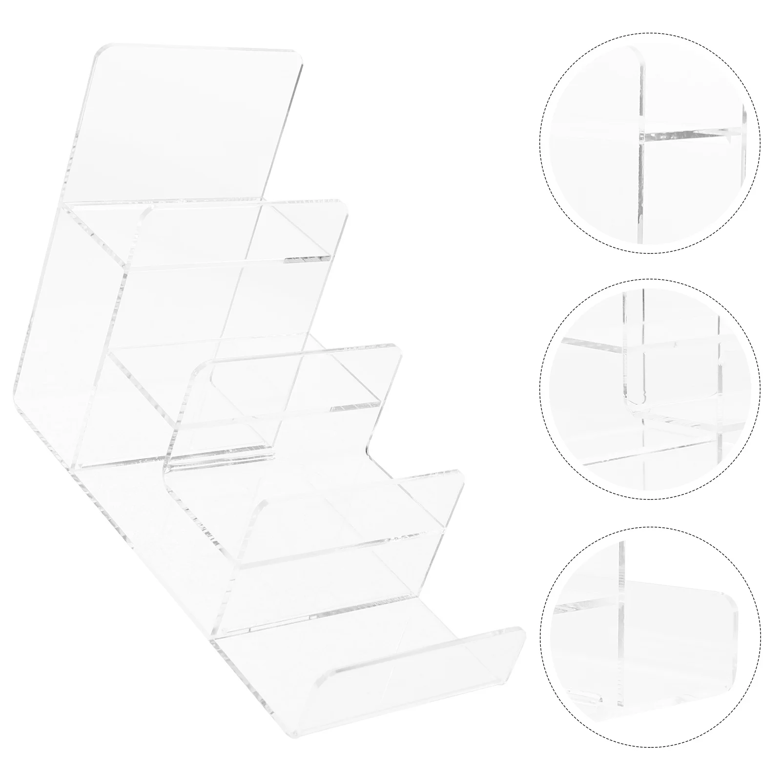 

Clear 4 Tier Acrylic Display Stand for Purse Handbag Wallet Sunglasses Organizer Jewelry Rack Shelf Store Home Display Fixture