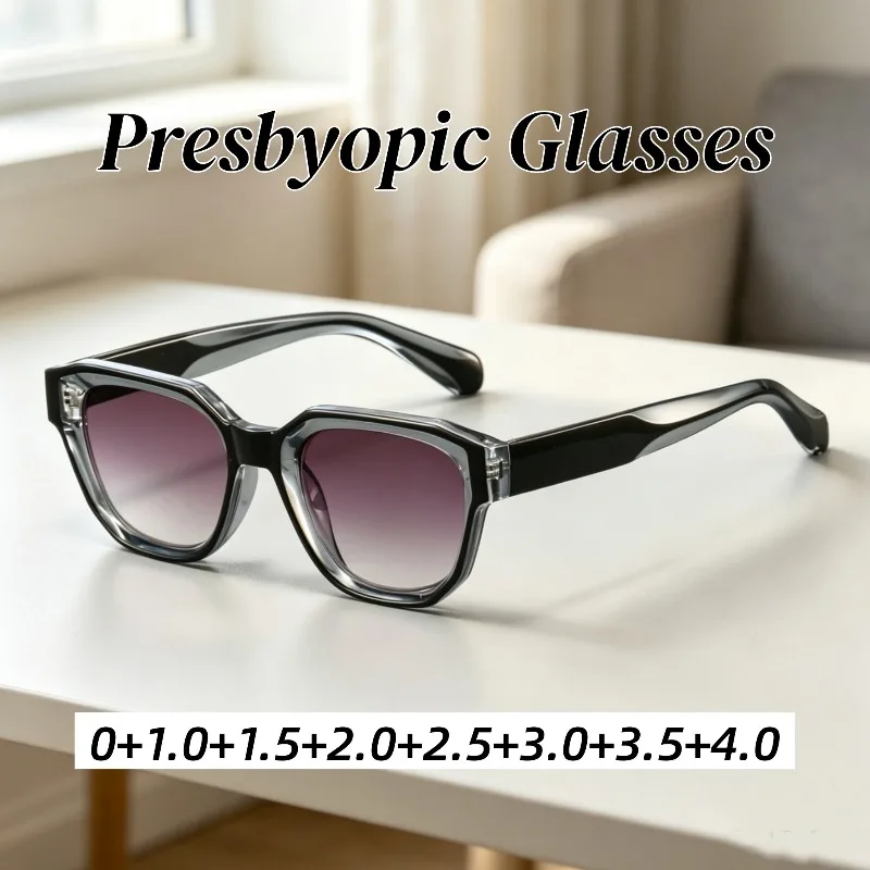 Unisex New Stylish Large Frame Square HD Presbyopia Glasses Outdoor Driving Ultra-light High Quality Sunshade Reading Eyewear
