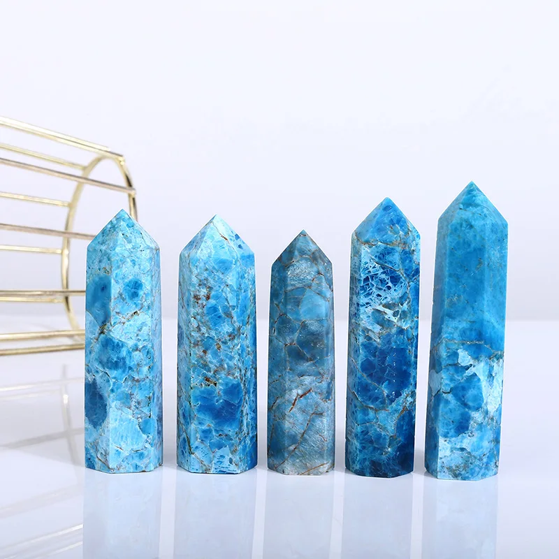 1PC Natural Blue Apatite Point Wand Meditation Crystal Healing Gemstone, Reiki Tower, Beautiful Ornament, Home Decoration, Gifts