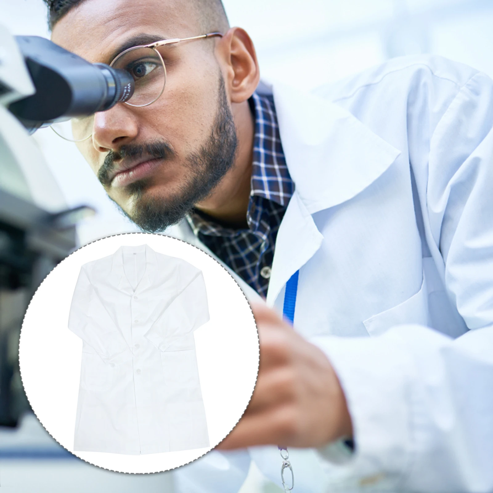 

White Doctor Women Nurse Lab Laboratory White Coat Long Sleeve Pockets Laboratory Uniform Hospital School Use
