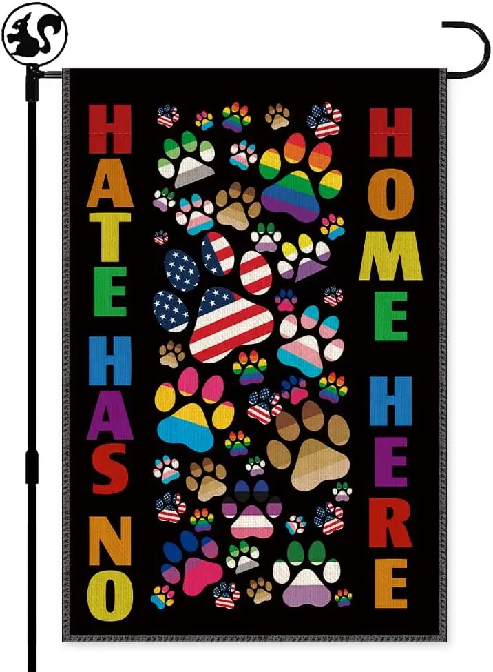 Hate Has No Home Here Welcome Garden Flag Gifts, Double Sided Farmhouse Lawn Outdoor Decor Yard Flags for LGBTQ Lesbian Gay  zzo