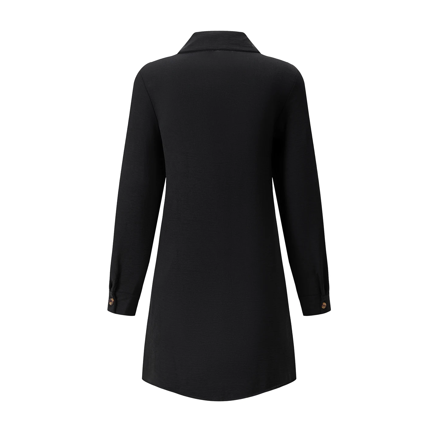 Frühling Sommer Damen Hemdkleid mit Umlegekragen, Locker Geschnittenes Übergroßes Midi-Kleid mit Knopfleiste und Seitentaschen, Lässiges Strandkleid – Detail 29