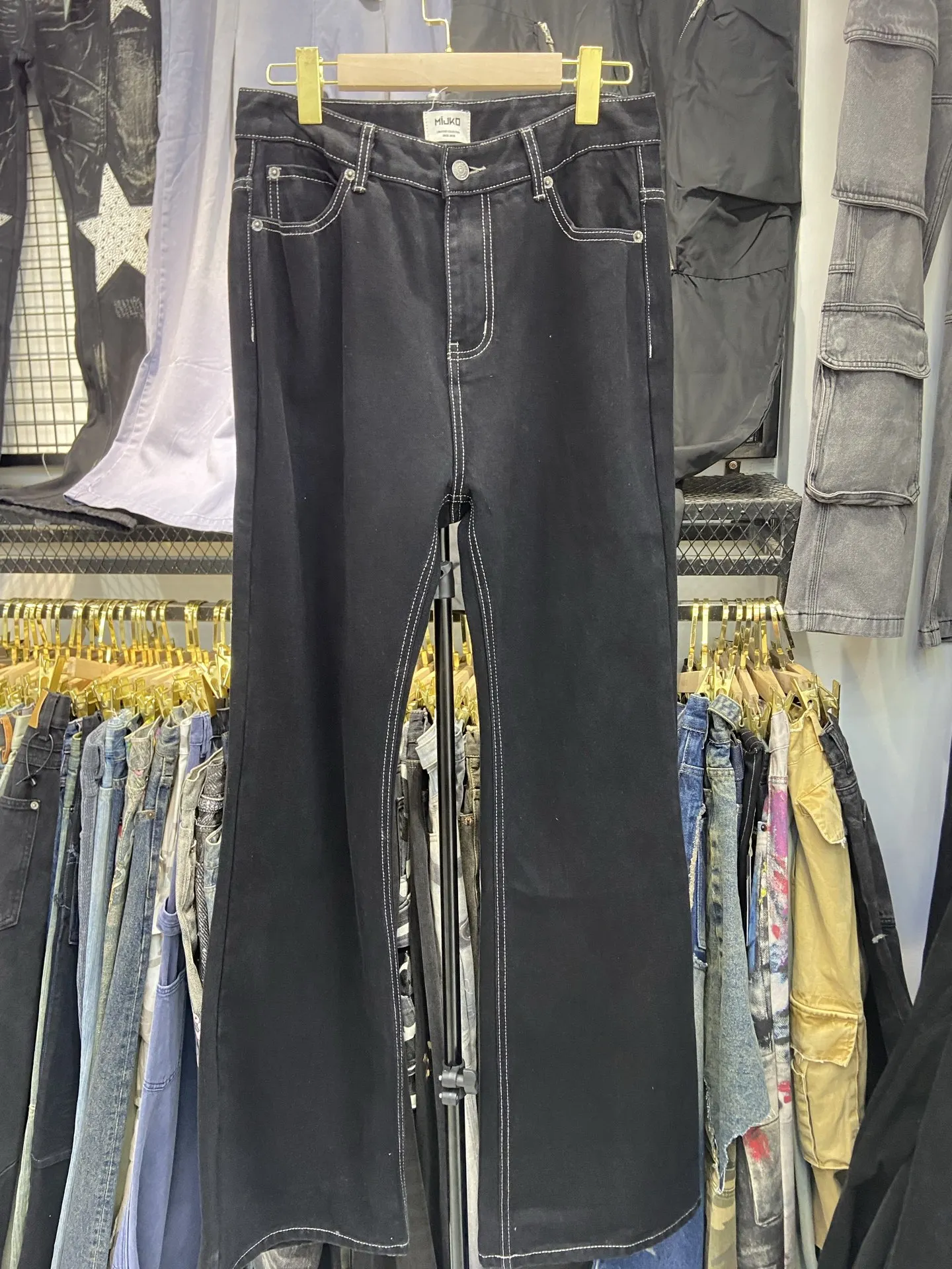 

Американские ретро джинсы BootCut, мужские облегающие расклешенные джинсовые брюки с ножом, повседневные прямые брюки