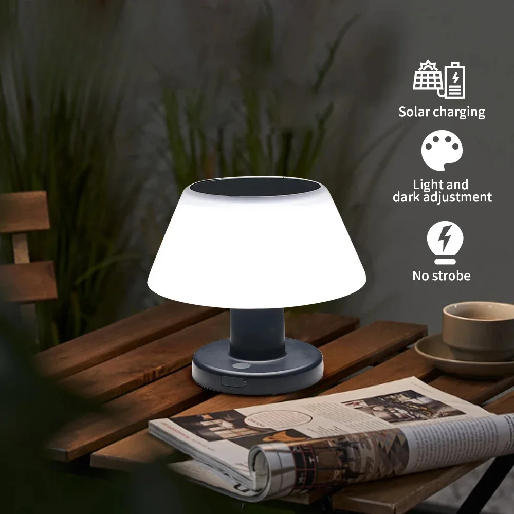 Lámpara Solar de mesa inalámbrica, luces de escritorio impermeables, LED regulable, iluminación para exteriores, lámpara de mesita de noche, Patio y jardín