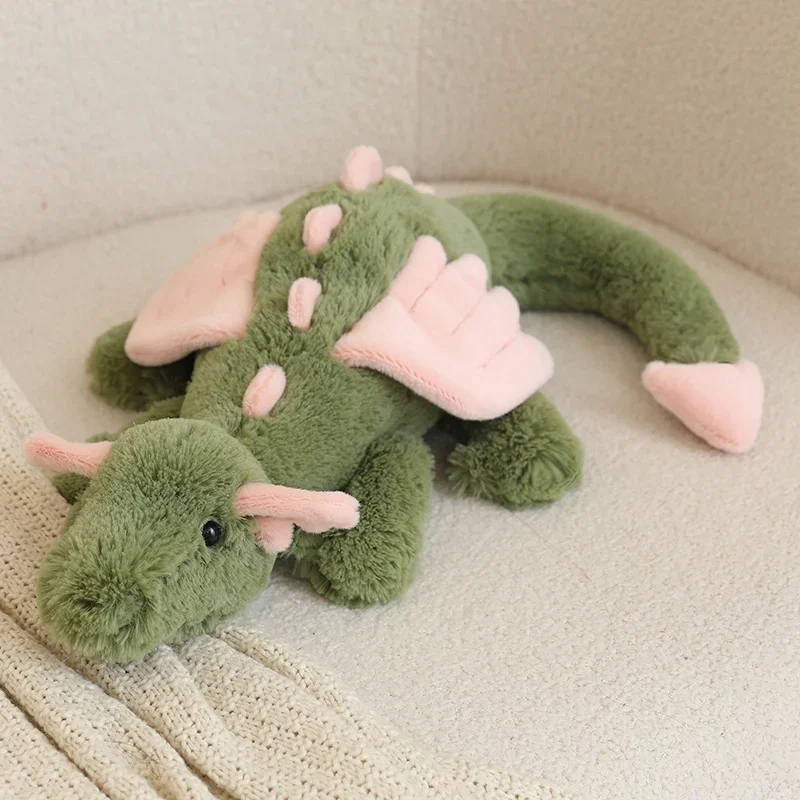Peluche Drago Verde Matcha Carino, Morbido Pupazzo Drago Imbottito con Ali Rosa, Adorabile Peluche Abbracciabile per Regalo Ragazza e Decorazione Casa