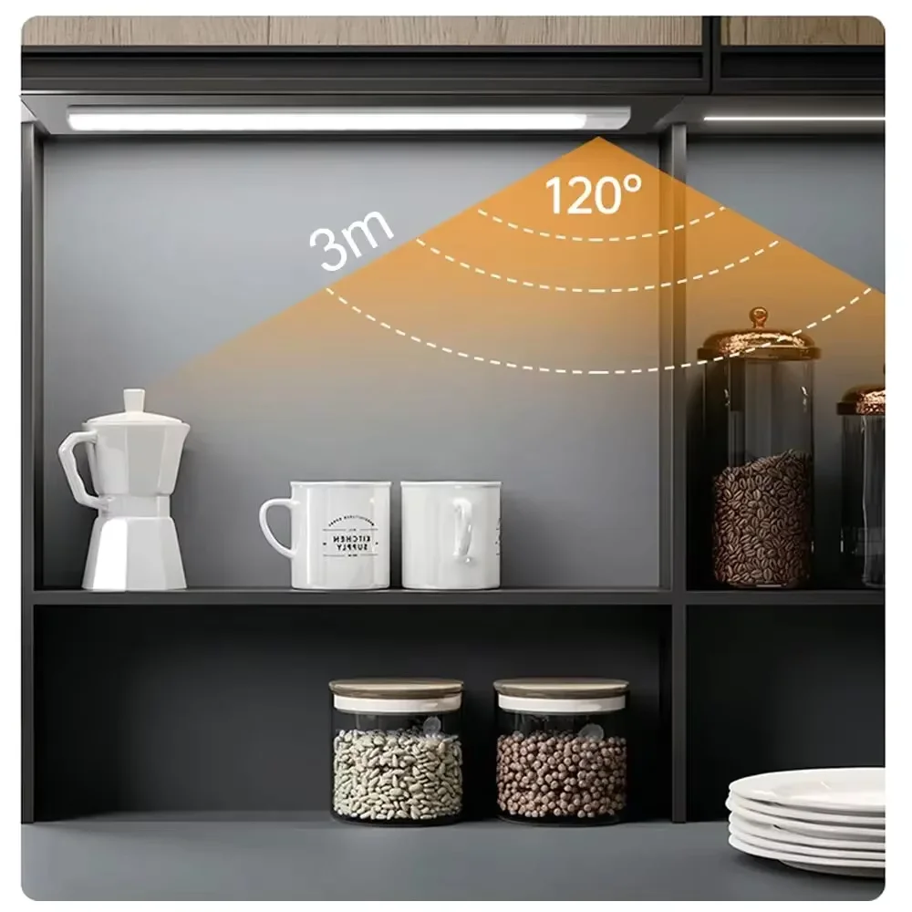 Magnetic Led Under Cabinet Light Usb Rechargeable 3 Color Dimmable Night Light For Wardrobe Bedroom