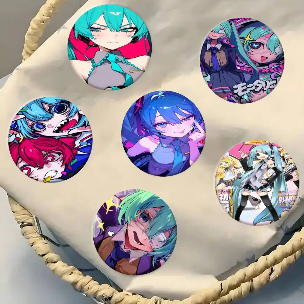 Virtual Idol H-Hatsunes MikU Badge Tinplate Meme Round Brooch For Hat Bag Creative Lapel Jewelry Accessories Gifts