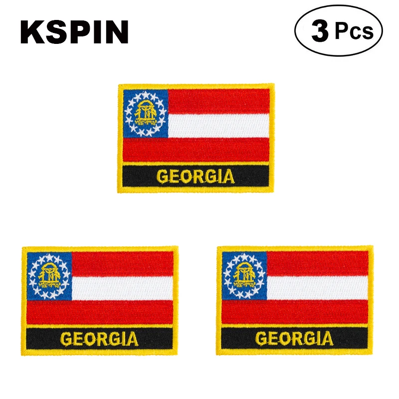 U.S.A Georgia Rectangular Shape Flag patches embroidered flag patches national flag patches for clothing DIY Decoration