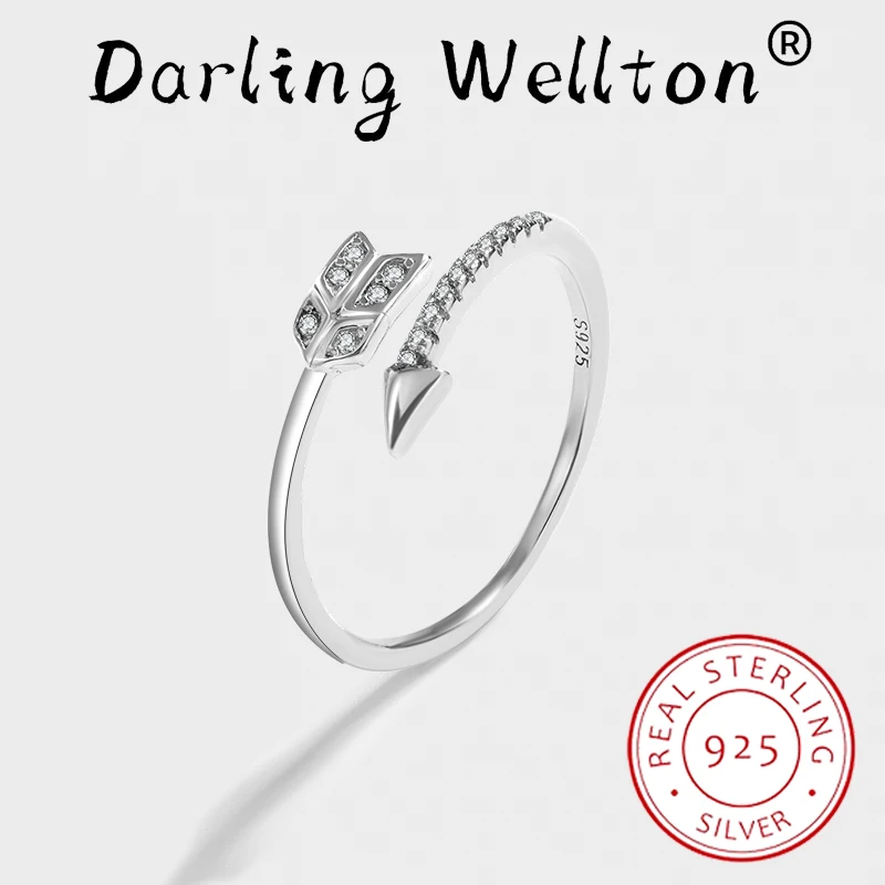 

Classic Irregular Double Arrow Leaf Round Full Diamond Couple Ring For Women 100% Original Sterling Silver Engagement Jewelry