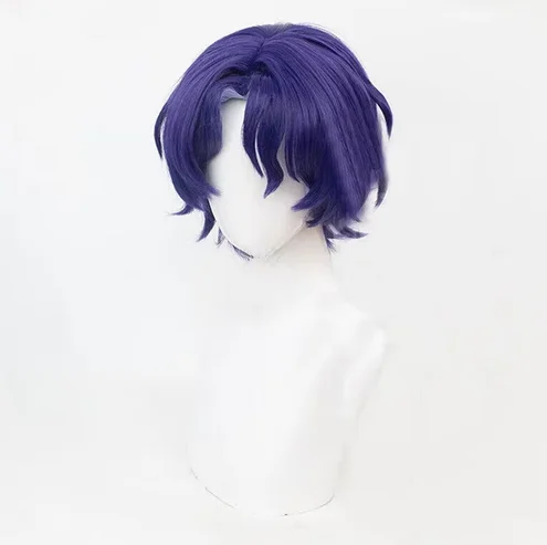 Honkai Star Rail Dr. Ratio Cosplay Wig 35cm Mixed Purple Synthetic Wigs