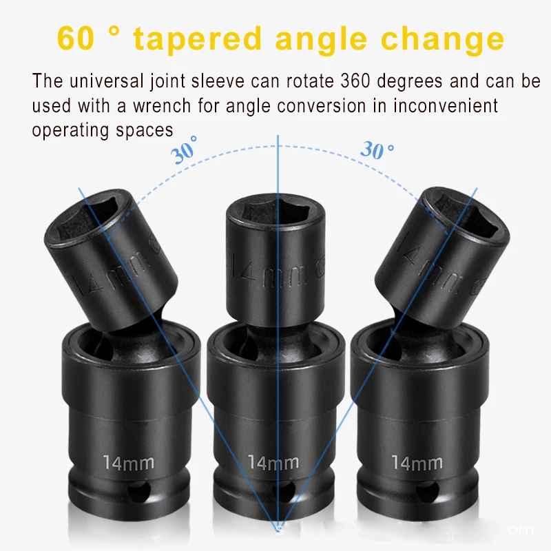 Imagem -02 - Cr-mo Universal Joint Hex Soquete Ferramenta Chave Elétrica Adaptador Pneumática Air Canon 360 Graus Movable Turning 2