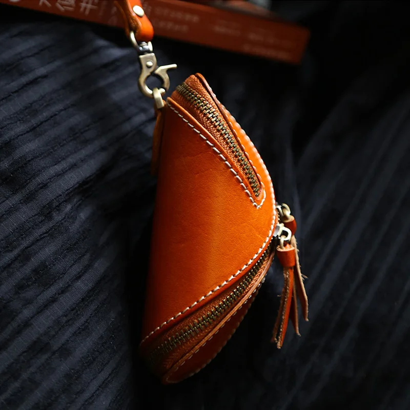 Чехол-кошелек для ключей на молнии, креативный дизайн, модный брелок из натуральной кожи из коровьей кожи, женский чехол, держатель для ключей от машины, брелок для ключей, сумка