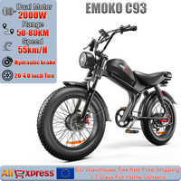 EMOKO C93 Electric Motorcycle 2000W Dual Motor 48V23AH All-Terrain Electric Bicycle 20*4.0 Fat Tire Hydraulic Brake E-Bike Adult