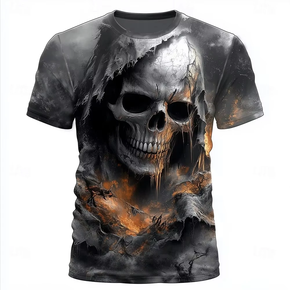 Halloween Hooded Grim Reaper Skull Bat Vintage Graphic Short Sleeve T Shirt Family Matching Outfits Horror Party Streetwear Tee