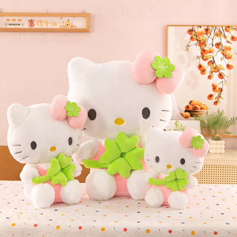 

Lucky Four Leaf Clover Hello Kitty, плюшевая игрушка, подушка с котенком, милое мягкое животное для детей, подарок на день рождения, Рождество для девочек