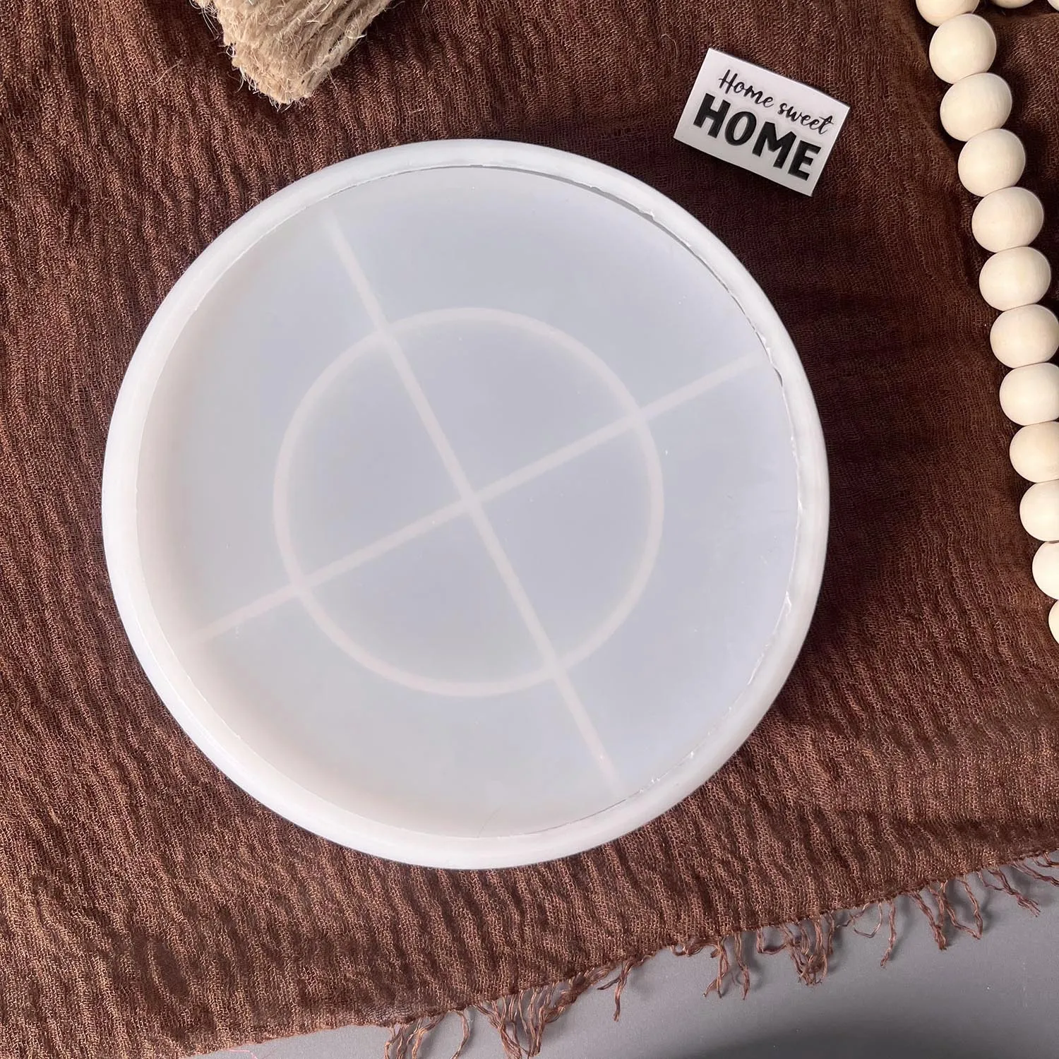 Plateau rond à Texture de rayures rotatives, moules en Silicone, bricolage, bougie, tasse, plâtre, béton, bol de rangement, moule en résine