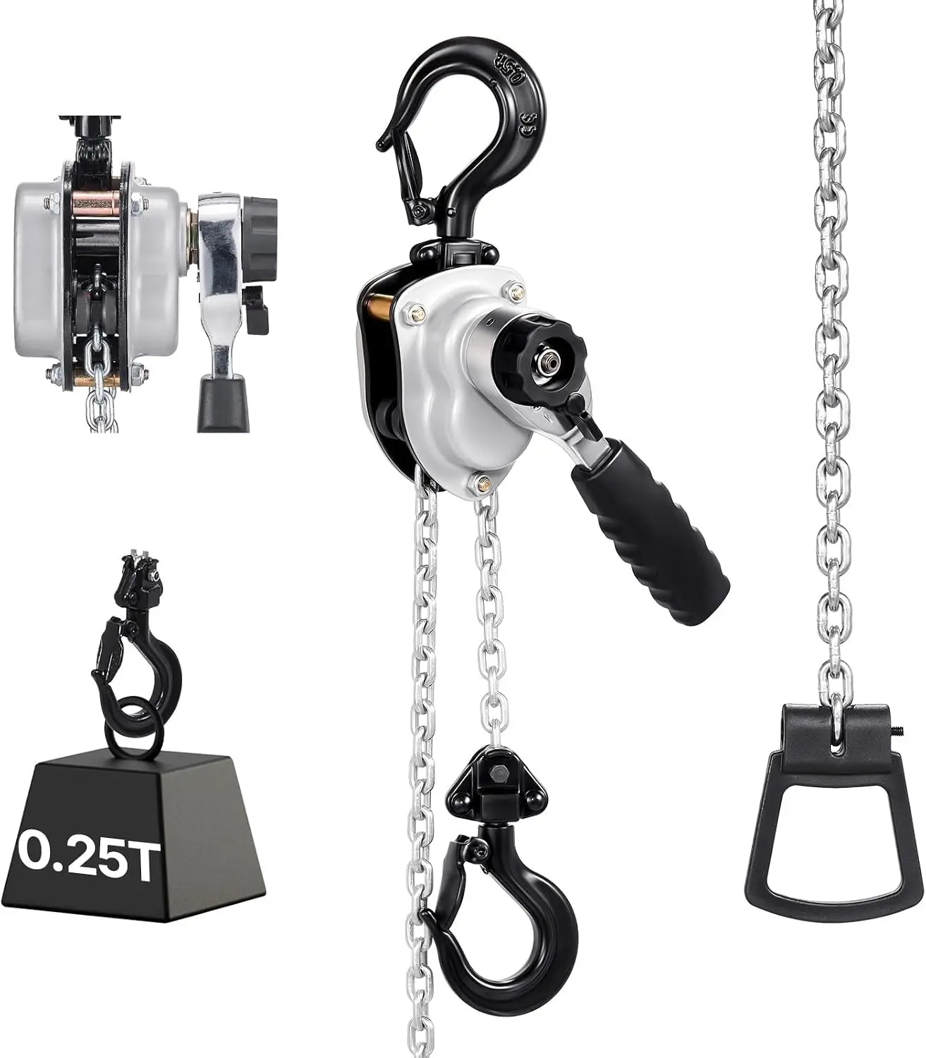 Manual Lever Chain Hoist, 1/4T 550LBS Capacity Heavy Duty Come Along, 10FT Lift G80 Alloy Steel Chain with Dual Pawl Mechanical