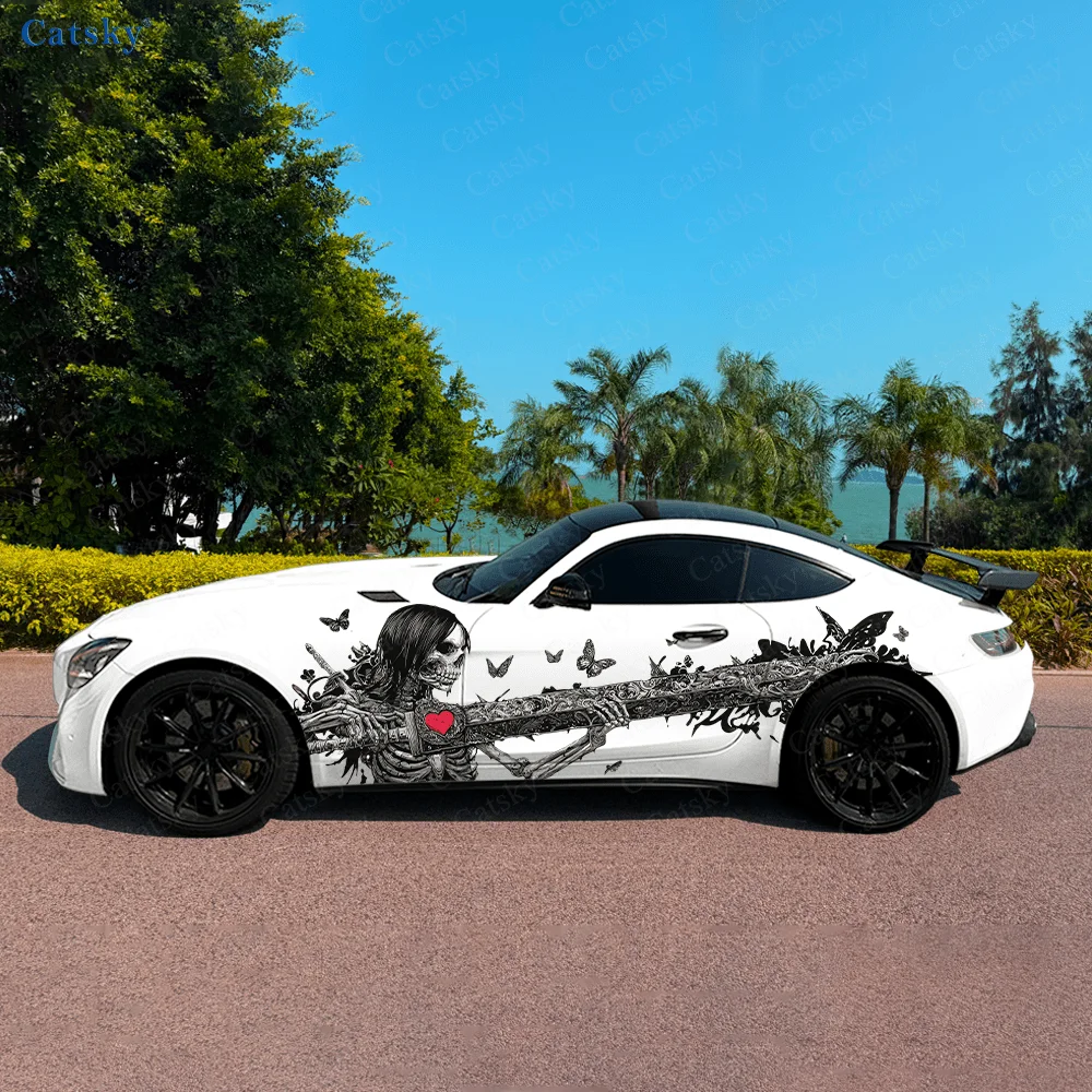 

Готическая девушка, скелет, нож, автомобиль, виниловые обертывания, самоклеящаяся наклейка из ПВХ, подходит для грузовиков, внедорожников, декор, автоаксессуары, подарок