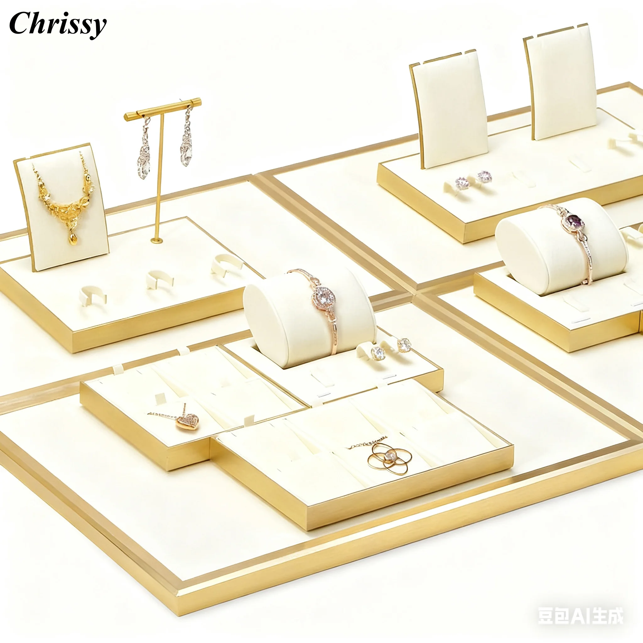 

Metal Jewelry Display Stand Rotating Organizer Holder for Ring Earring Necklace Bracelet Jade Watch Counter