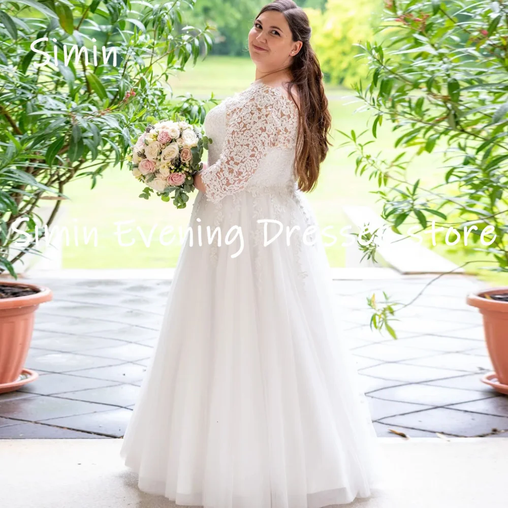 

Simin Chiffon Lace Sweetheart A-line Ruffle Pius Size Elegant Bride For Party Floor-length Formal Wedding Dresses For Woman 2023