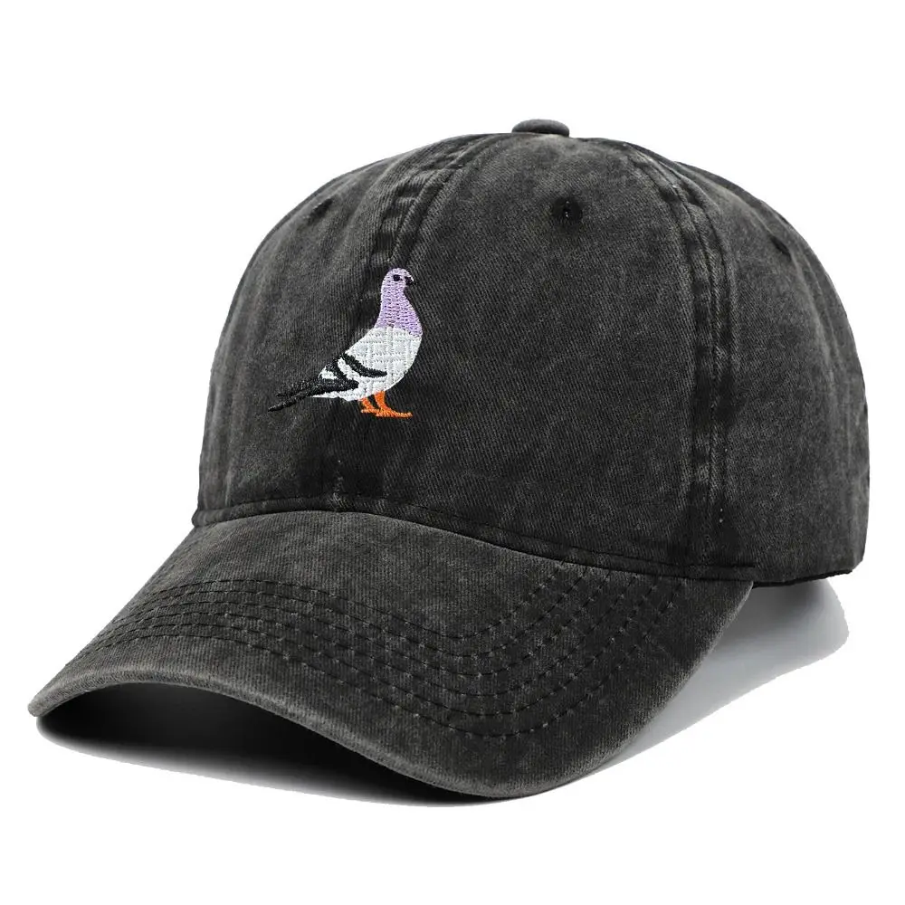 

Pigeon Embroidered Baseball Caps Daily Casual Adjustable Summer Sun Hat Mountaineering Washed Cotton Sports Hat Outdoor Sports