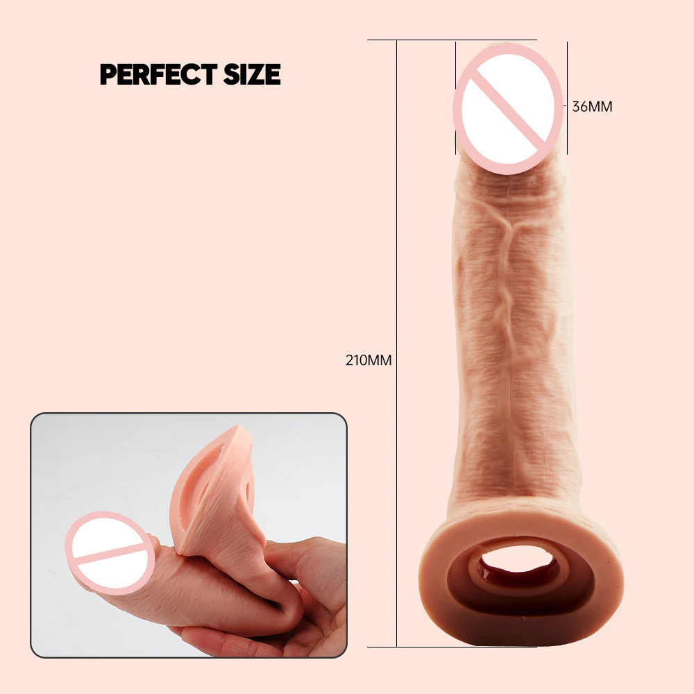 20cm Realistic Penis Sleeve Extender,Delay Ejaculation Reusable,Cock Ring Penis Enlargement,Sex Toys for Couples