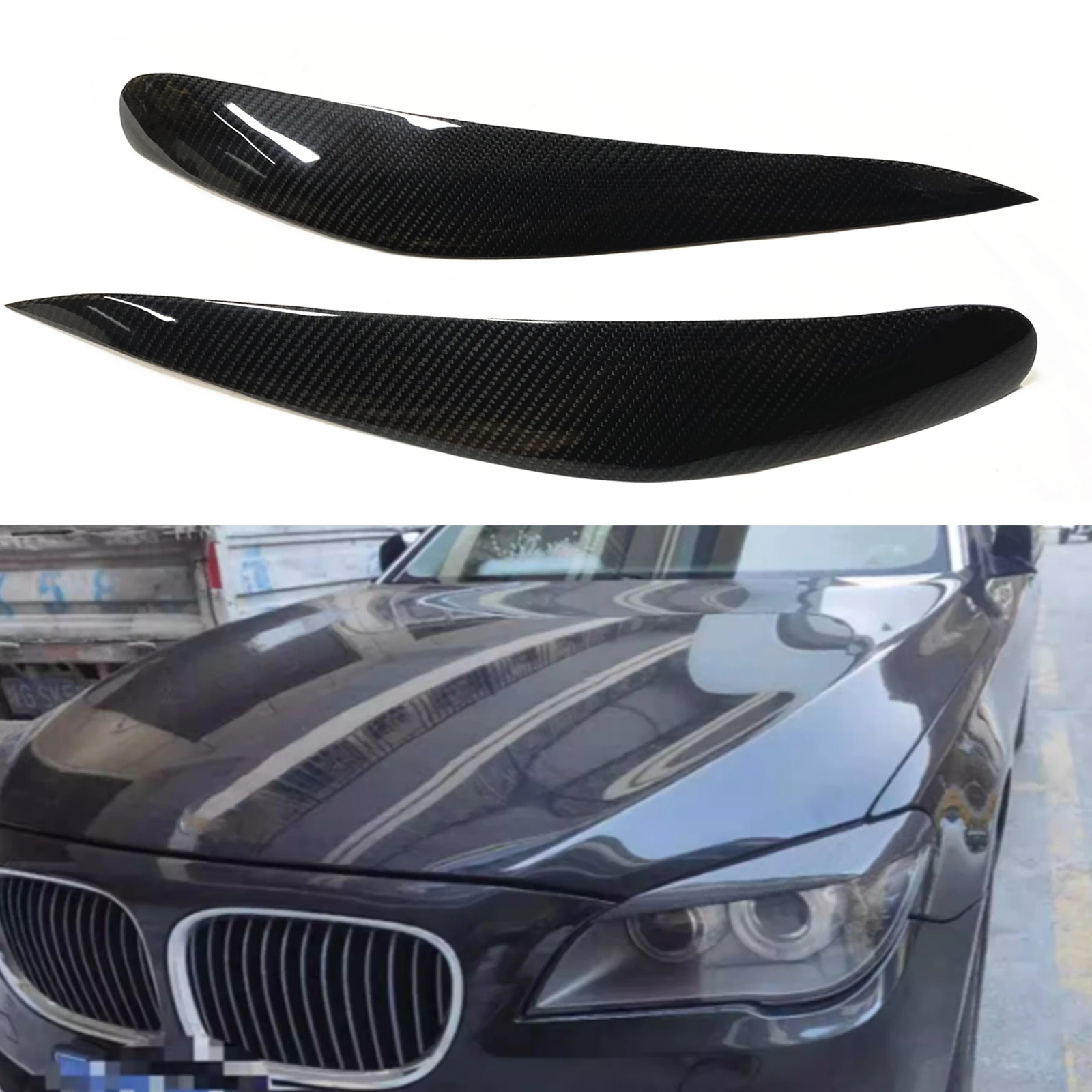 Headlight Eyebrow For BMW 7 Series F01 F02 F03 F04 2008-15 730i 740i 750i Carbon Fiber Head Light Lamp Brow Headlamp Eyelid Trim