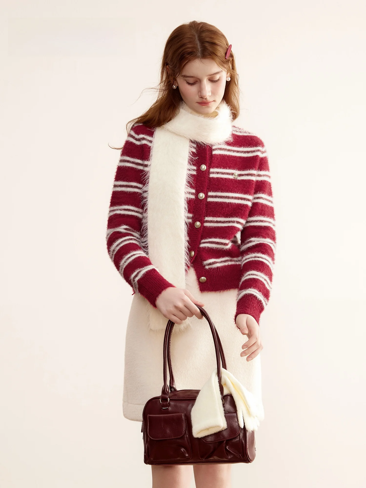 

Кардиган Cisas с красными полосками, утепленный, вязаный, женский, свободного кроя, топ Cindral Sli, для повседневной носки, зимний, модный