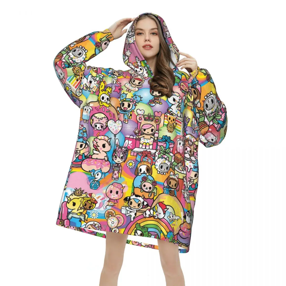 Tokidokis Wearable Blanket Hoodie for Women Men Oversized Sweatshirt Blanket with Pocket