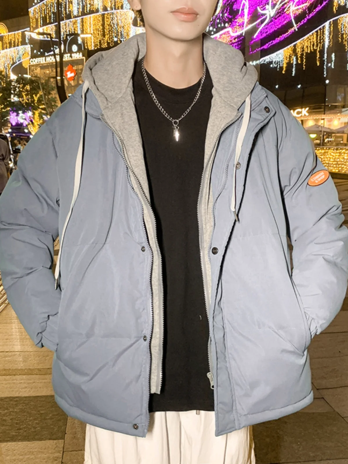 

Мужское зимнее хлопковое джинтовое пальто Thiened Fce на подкладке, молодежное стеганое пальто с капюшоном и застежкой-молнией...