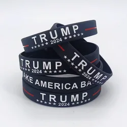 6pc 2024 US Silicone Bracelets Supporters Election Motivation Men and Women Wristbands Patriotic Inspirational GOP Bracelets