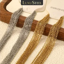 LUXUSTEEL 1/10Pcs/Lot 1/2mm Stainless Steel Long Chains O Shape Rolo Link Cuban Necklace For Women DIY Jewelry Wholesale Pendant