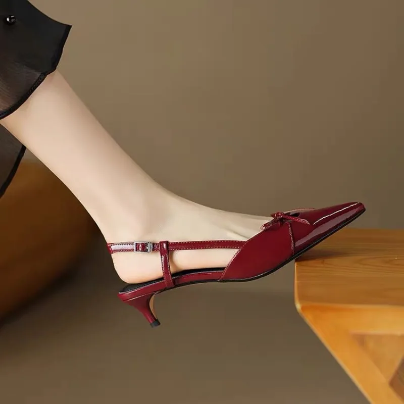 Pointed Toe Shallow Mouth Women's sandals New high-heels-mules Summer Elegant Bow Decorated Stiletto Women's Gladiator sandals