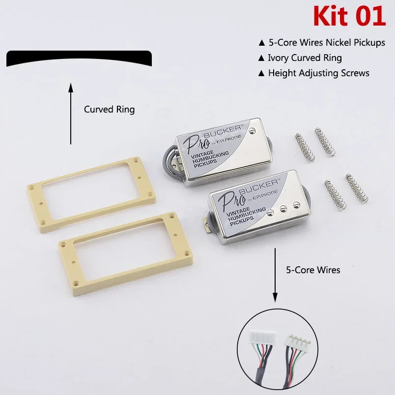 1 set originele echte Epi Standard PRO elektrische gitaar Alnico humbucker pick-up nikkel / gouden cover