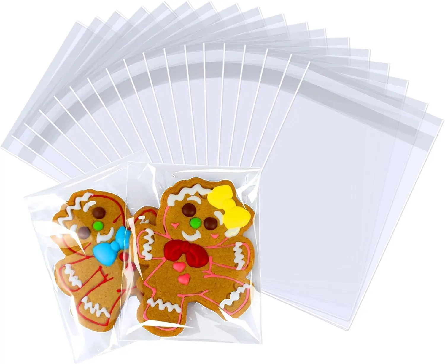 

100 Pcs 4x6 Clear Cookie Bags with Self Sealing for Gift Snack Party Favor Candy Treats