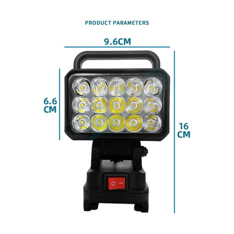 Faretto portatile con lanterna a LED a 15 perline per batteria agli ioni di litio Makita/Devon/Bosch 18V