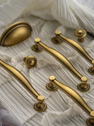 Vintage Bronze Solid Brass Cabinet Handle Cupboard Pulls Furniture Hardware Drawer Pull Kitchen Drawer Handles Cup Pull