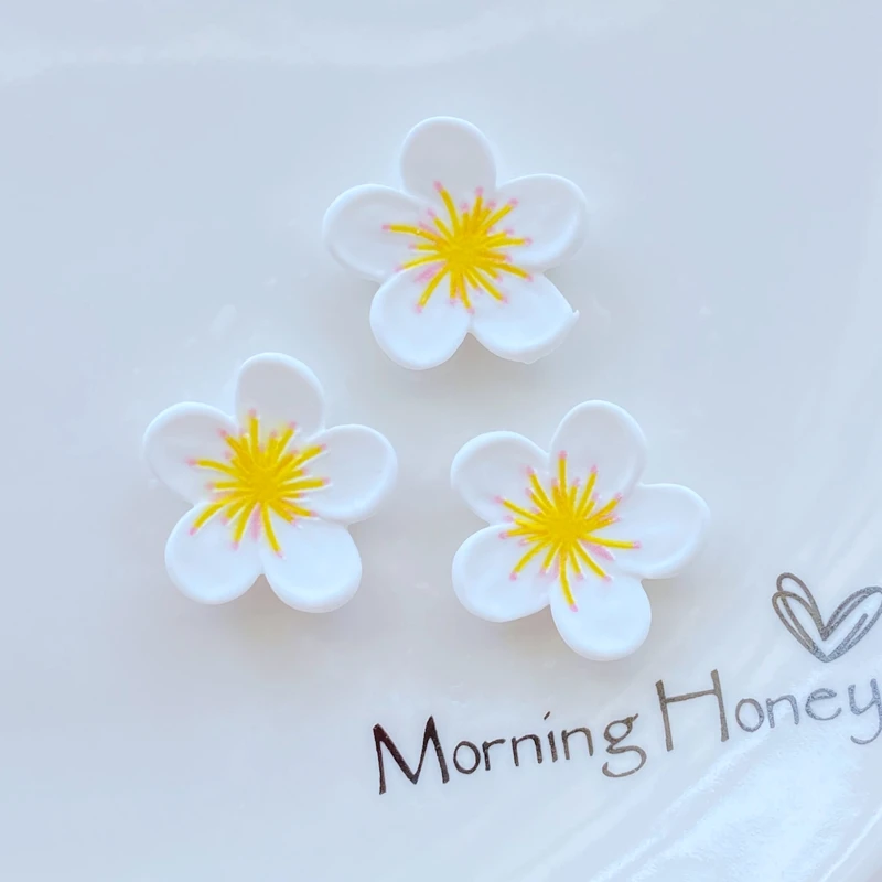 10Pcs New Cute Mini Cartoon Peach Blossom Flat Back Resin Cabochons Scrapbooking DIY Jewelry Craft Decoration Accessories